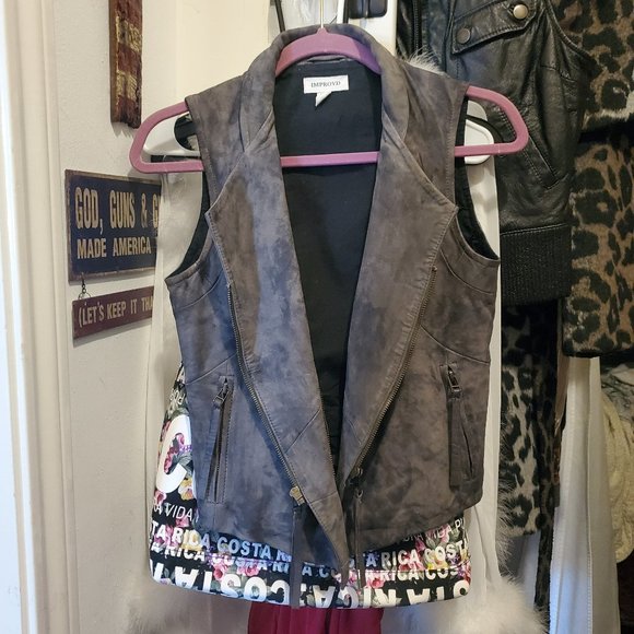 Improvd Jackets & Coats Improvd Grey Leather Vest Poshmark